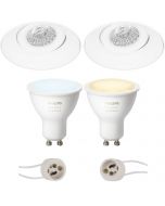 PHILIPS HUE - LED Spot Set GU10 - White Ambiance - Bluetooth - Pragmi Nivas Pro - Inbouw Rond - Mat Wit - Trimless - Kantelbaar - Ø150mm