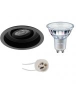 PHILIPS - LED Spot Set - MASTER 927 36D VLE - Pragmi Domy Pro - GU10 Fitting - DimTone Dimbaar - Inbouw Rond - Mat Zwart - 3.7W - Warm Wit 2200K-2700K - Verdiept - Kantelbaar - Ø105mm