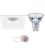 PHILIPS - LED Spot Set - MASTER 927 36D VLE - Pragmi Pollon Pro - GU10 Fitting - DimTone Dimbaar - Inbouw Vierkant - Mat Wit - 3.7W - Warm Wit 2200K-2700K - Verdiept - 82mm