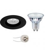 PHILIPS - LED Spot Set - MASTER 927 36D VLE - Pragmi Rodos Pro - GU10 Fitting - DimTone Dimbaar - Inbouw Rond - Mat Zwart - 3.7W - Warm Wit 2200K-2700K - Ø93mm