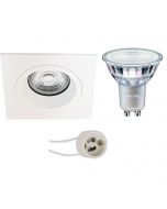 PHILIPS - LED Spot Set - MASTER 927 36D VLE - Pragmi Rodos Pro - GU10 Fitting - DimTone Dimbaar - Inbouw Vierkant - Mat Wit - 3.7W - Warm Wit 2200K-2700K - 93mm