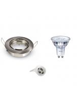 PHILIPS - LED Spot Set - SceneSwitch 827 36D - GU10 Fitting - Dimbaar - Inbouw Rond - Mat Chroom - 1.5W-5W - Warm Wit 2200K-2700K - Kantelbaar Ø90mm