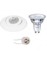 PHILIPS - LED Spot Set - SceneSwitch 827 36D - Pragmi Nivas Pro - GU10 Fitting - Dimbaar - Inbouw Rond - Mat Wit - 1.5W-5W - Warm Wit 2200K-2700K - Trimless - Kantelbaar - Ø150mm