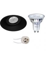 PHILIPS - LED Spot Set - SceneSwitch 827 36D - Pragmi Nivas Pro - GU10 Fitting - Dimbaar - Inbouw Rond - Mat Zwart - 1.5W-5W - Warm Wit 2200K-2700K - Trimless - Kantelbaar - Ø150mm