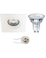 PHILIPS - LED Spot Set - SceneSwitch 827 36D - Pragmi Rodos Pro - GU10 Fitting - Dimbaar - Inbouw Vierkant - Mat Wit - 1.5W-5W - Warm Wit 2200K-2700K - 93mm