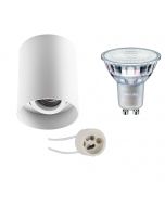 PHILIPS - Opbouwspot Set - MASTER 927 36D VLE - Pragmi Luxina Pro - GU10 Fitting - DimTone Dimbaar - Opbouw Rond - Mat Wit - 3.7W - Warm Wit 2200K-2700K - Verdiept - Kantelbaar - Ø90mm