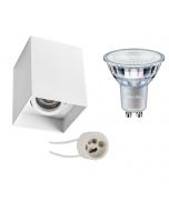 PHILIPS - Opbouwspot Set - MASTER 927 36D VLE - Pragmi Luxina Pro - GU10 Fitting - DimTone Dimbaar - Opbouw Vierkant - Mat Wit - 3.7W - Warm Wit 2200K-2700K - Verdiept - Kantelbaar - 90mm