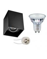 PHILIPS - Opbouwspot Set - MASTER 927 36D VLE - Pragmi Luxina Pro - GU10 Fitting - DimTone Dimbaar - Opbouw Vierkant - Mat Zwart - 3.7W - Warm Wit 2200K-2700K - Verdiept - Kantelbaar - 90mm