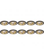 Spot Armatuur 10 Pack - Pragmi Alpin Pro - GU10 Fitting - Inbouw Rond - Mat Zwart/Goud - Aluminium - Kantelbaar - Ø92mm