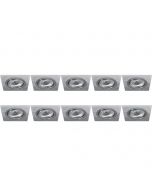 Spot Armatuur 10 Pack - Pragmi Borny Pro - GU10 Fitting - Inbouw Vierkant - Mat Zilver - Aluminium - Kantelbaar - 92mm