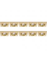 Spot Armatuur 10 Pack - Pragmi Borny Pro - GU10 Fitting - Inbouw Vierkant - Mat Goud - Aluminium - Kantelbaar - 92mm