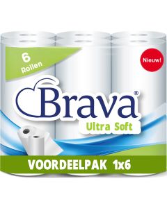 Brava - Super Keukenpapier - 6 Rollen - Ultra Absorberend Keukenpapier - Ultra Clean Keukenrol - Voordeelverpakking