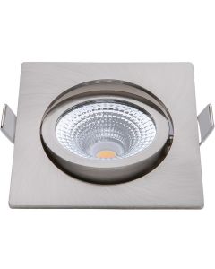 EcoDim - LED Spot - Inbouwspot - ED-10027 - 5W - Waterdicht IP54 - Dimbaar - Dim to Warm - Warm Wit 2000K-3000K - Geborsteld Nikkel - Aluminium - Vierkant - Kantelbaar