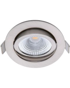 EcoDim - LED Spot - Inbouwspot - ED-10030 - 5W - Waterdicht IP54 - Dimbaar - Warm Wit 2700K - Mat Nikkel - Aluminium - Rond - Kantelbaar