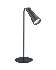 LED Bureaulamp - Trion Moxi - 2W - Warm Wit 3000K - Oplaadbaar - Rond - Mat Zwart - Aluminium