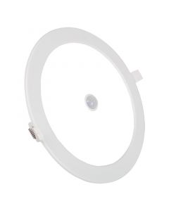 LED Downlight Slim - Aigi - PIR Bewegingssensor - Inbouw Rond 12W - Helder/Koud Wit 6000K - Mat Wit Aluminium - Ø170mm