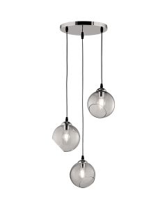 LED Hanglamp - Trion Klino - E27 Fitting - 3-lichts - Rond - Mat Chroom Rookkleur - Aluminium