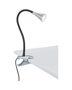 LED Klemlamp - Trion Vipa - 3W - Warm Wit 3000K - Glans Titaan - Kunststof