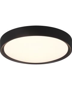 LED Plafondlamp - Badkamerlamp - Trion Clirno - 18W - Warm Wit 3000K - Dimbaar - Opbouw Rond - Mat Zwart - Kunststof