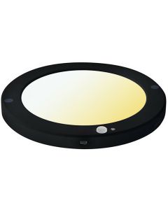 LED Plafondlamp met Bewegingssensor + Dag en Nacht Sensor - 18W - Aanpasbare Kleur CCT - 360° Zichthoek - Opbouw/Inbouw - Rond - Mat Zwart