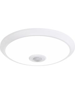 LED Plafondlamp met Sensor + Dag en Nacht Sensor - Kozolux Crimpy - 20W 1500lm - Helder/Koud Wit 6400K - Opbouw - Rond - Wit