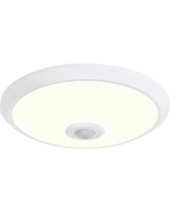 LED Plafondlamp met Sensor + Dag en Nacht Sensor - Kozolux Crimpy - 20W 1500lm - Natuurlijk Wit 4200K - Opbouw - Rond - Wit