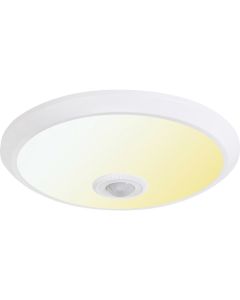 LED Plafondlamp met Sensor + Dag en Nacht Sensor - Kozolux Crimpy - 20W 1500lm - Aanpasbare Lichtkleur CCT - Opbouw - Rond - Wit