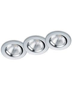 LED Spot 3 Pack - Inbouwspot - Trion Paniro - Rond 5W - Dimbaar - Warm Wit 3000K - Mat Chroom - Aluminium - Ø80mm