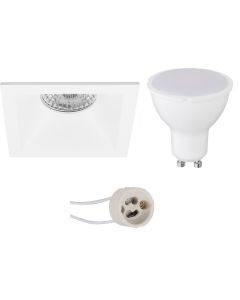 LED Spot Set - Pragmi Pollon Pro - GU10 Fitting - Inbouw Vierkant - Mat Wit - 4W - Warm Wit 3000K - Verdiept - 82mm