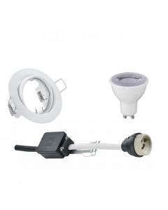 LED Spot Set - Trion - GU10 Fitting - Dimbaar - Inbouw Rond - Mat Wit - 6W - Helder/Koud Wit 6400K - Kantelbaar Ø83mm