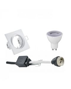 LED Spot Set - Trion - GU10 Fitting - Dimbaar - Inbouw Vierkant - Mat Wit - 6W - Warm Wit 3000K - Kantelbaar 80mm