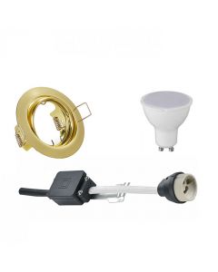 LED Spot Set - Trion - GU10 Fitting - Inbouw Rond - Mat Goud - 4W - Helder/Koud Wit 6400K - Kantelbaar Ø83mm