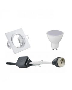 LED Spot Set - Trion - GU10 Fitting - Inbouw Vierkant - Mat Wit - 6W - Natuurlijk Wit 4200K - Kantelbaar 80mm