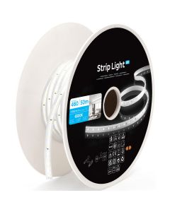 LED Strip - Aigi Drody - 50 Meter - IP65 Waterdicht - Helder/Koud Wit 6500K - 2835 SMD 230V