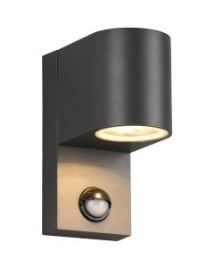 LED Tuinverlichting met Bewegingssensor - Buitenlamp - Trion Royinda - GU10 Fitting - Spatwaterdicht IP44 - Rond - Mat Antraciet - Aluminium