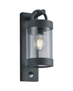 LED Tuinverlichting met Bewegingssensor - Wandlamp Buitenlamp - Trion Semby - E27 Fitting - Rond - Mat Antraciet - Aluminium