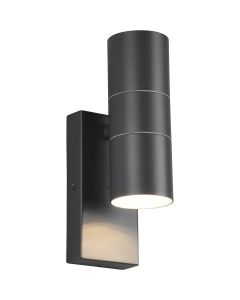 LED Tuinverlichting met Dag en Nacht Sensor - Buitenlamp - Trion Lorida Up and Down - GU10 Fitting - Spatwaterdicht IP44 - Rond - Mat Antraciet - Aluminium