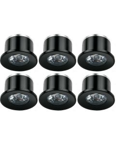 LED Veranda Spot Verlichting 6 Pack - 1W - Natuurlijk Wit 4000K - Inbouw - Dimbaar - Rond - Mat Zwart - Aluminium - Ø31mm