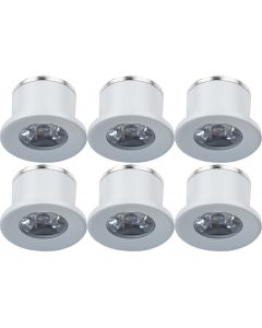 LED Veranda Spot Verlichting 6 Pack - 1W - Natuurlijk Wit 4000K - Inbouw - Rond - Mat Wit - Aluminium - Ø31mm