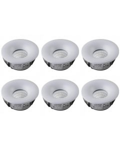 LED Veranda Spot Verlichting 6 Pack - Inbouw Rond 3W - Natuurlijk Wit 4200K - Mat Wit Aluminium - Ø48.5mm