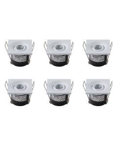 LED Veranda Spot Verlichting 6 Pack - Inbouw Vierkant 1W - Natuurlijk Wit 4200K - Mat Wit Aluminium - 40mm