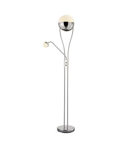 LED Vloerlamp - Trion Chiso - 25W - Warm Wit 3000K - 2-lichts - Dimbaar - Rond - Glans Chroom - Aluminium