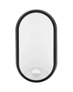 LED Wandlamp met Sensor - Kozolux Porta - 15W 1200lm - IP54 - Ovaal - Zwart