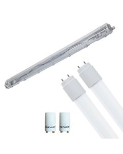 LED Waterdichte TL Armatuur met T8 Buizen - Velvalux Strela - 120cm - Dubbel - Koppelbaar - Waterdicht IP65 - 32W - Helder/Koud Wit 6400K