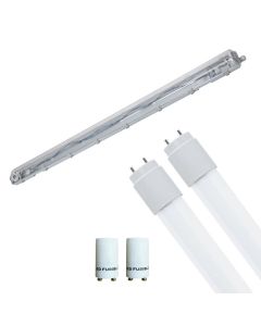 LED Waterdichte TL Armatuur met T8 Buizen - Velvalux Strela - 150cm - Dubbel - Koppelbaar - Waterdicht IP65 - 44W - Helder/Koud Wit 6400K