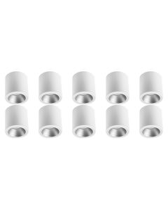 Opbouwspot 10 Pack - Pragmi Cliron Pro - GU10 Fitting - Opbouw Rond - Mat Wit/Zilver - Aluminium - Verdiept - Ø90mm