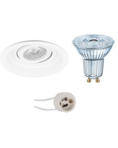 OSRAM - LED Spot Set - Parathom PAR16 927 36D - Pragmi Domy Pro - GU10 Fitting - Dimbaar - Inbouw Rond - Mat Wit - 3.7W - Warm Wit 2700K - Verdiept - Kantelbaar - Ø105mm