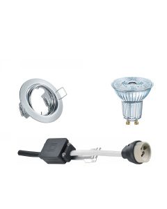 OSRAM - LED Spot Set - Parathom PAR16 927 36D - GU10 Fitting - Dimbaar - Inbouw Rond - Glans Chroom - 5.5W - Warm Wit 2700K - Kantelbaar Ø83mm