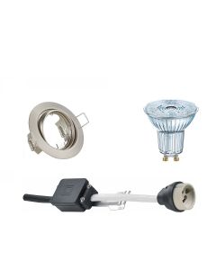 OSRAM - LED Spot Set - Parathom PAR16 930 36D - GU10 Fitting - Dimbaar - Inbouw Rond - Mat Nikkel - 5.5W - Warm Wit 3000K - Kantelbaar Ø83mm