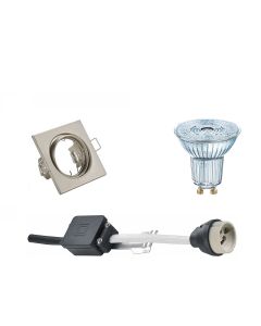 OSRAM - LED Spot Set - Parathom PAR16 930 36D - GU10 Fitting - Dimbaar - Inbouw Vierkant - Mat Nikkel - 3.7W - Warm Wit 3000K - Kantelbaar 80mm